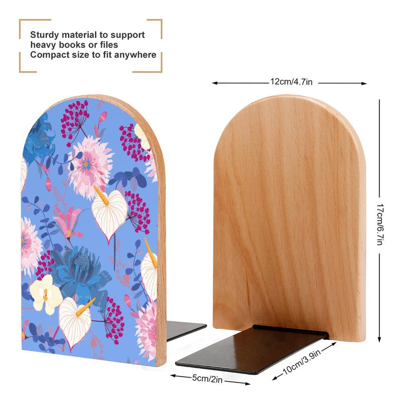 2 Pcs Wood Book Ends Non-Skid Book Stand B052