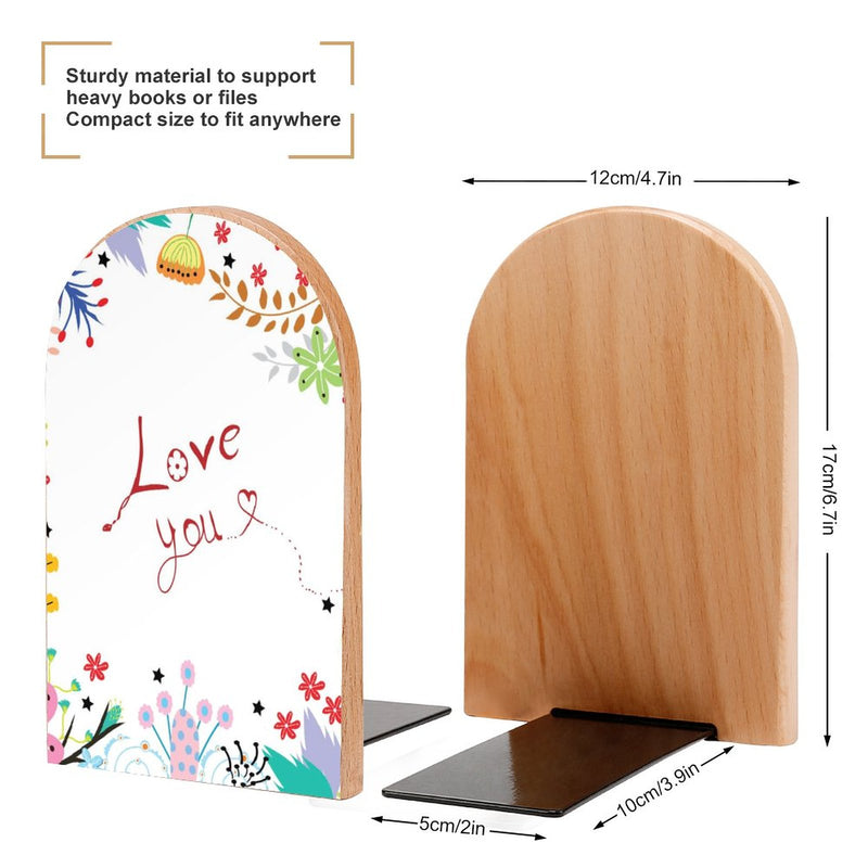 2 Pcs Wood Book Ends Non-Skid Book Stand B034