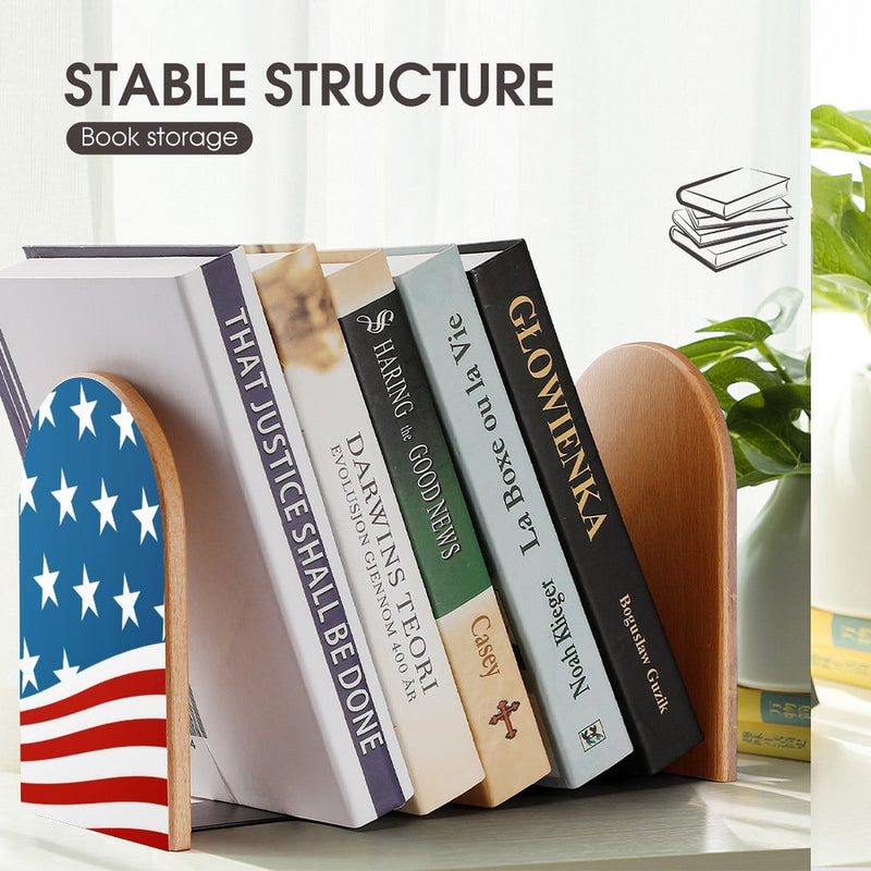 2 Pcs Wood Book Ends Non-Skid Book Stand B115