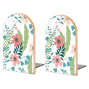 2 Pcs Wood Book Ends Non-Skid Book Stand B069