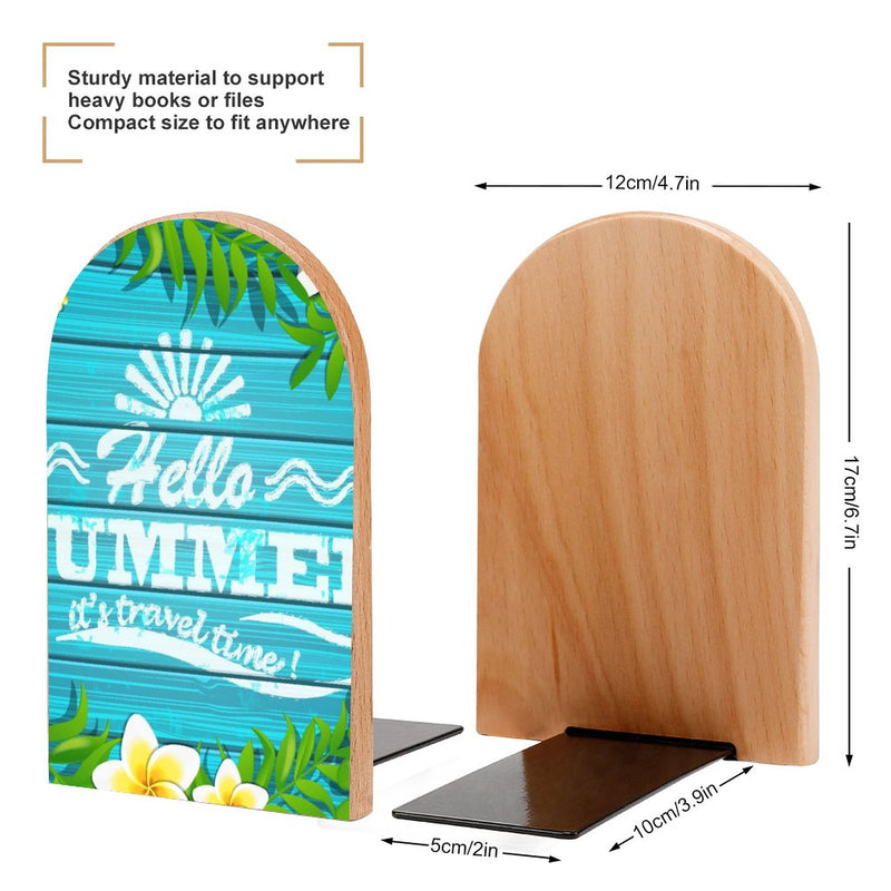 2 Pcs Wood Book Ends Non-Skid Book Stand B015