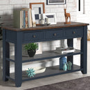 Solid Pine Wood Top Console Table Modern Entryway Sofa Side Table Blue