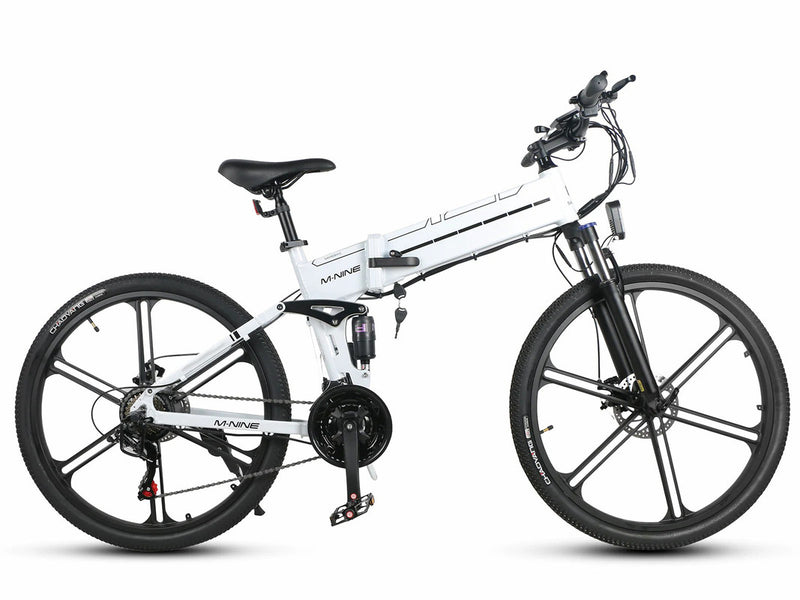 Off-Road Electric Bike with One-piece Wheel Adults E-Bike - White