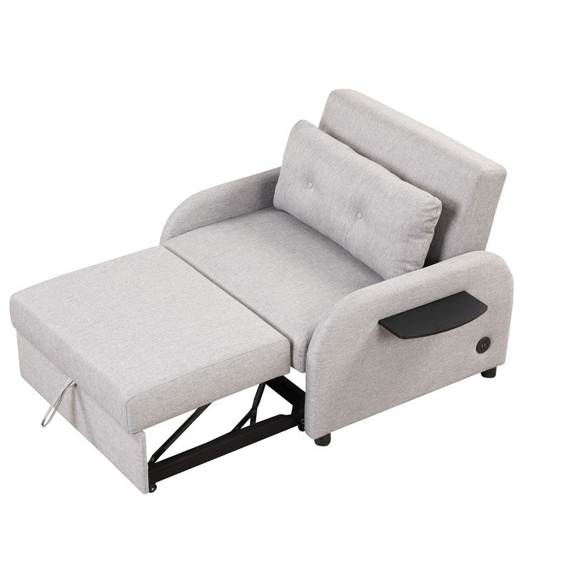 Pull Out Sofa Sleeper 3 In 1 With 2 Wing Table And Usb Charge