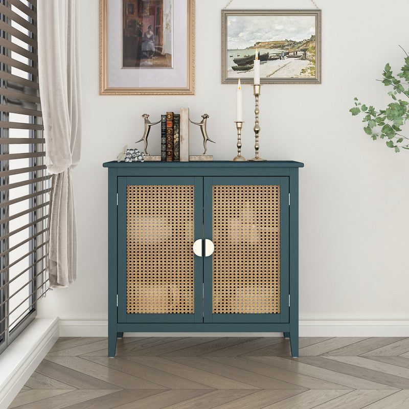 2 Door Cabinet Naturel Rattan Suitable For Bedroom Living Room Study