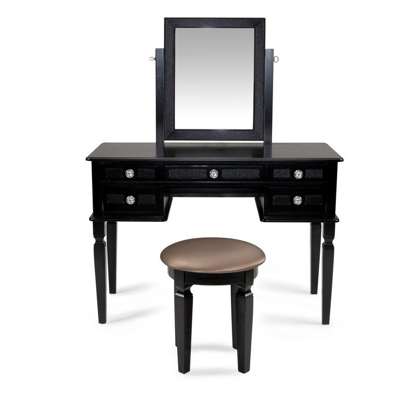 Modern Vanity Set With Stool for Dressing Black