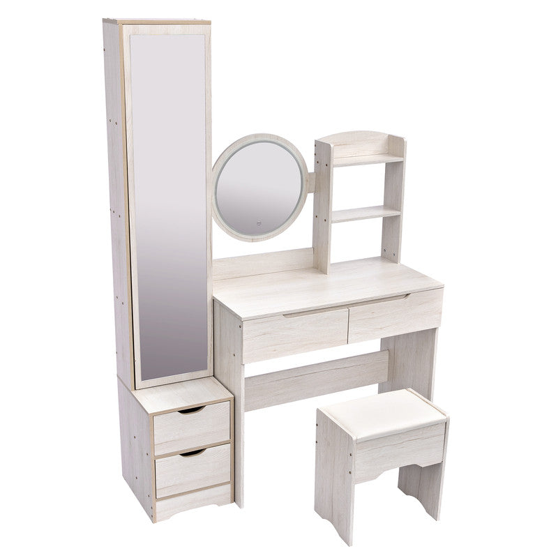 Stylish Vanity Table Vanity Stool Dressing Mirror Cabinet with Touch Control LED Vanity Morrir