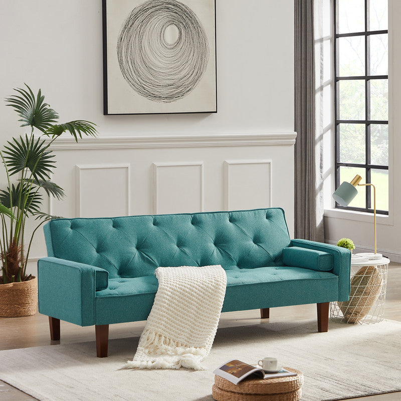 Green Sofa Bed With Square Pillow For For Guest Living Room