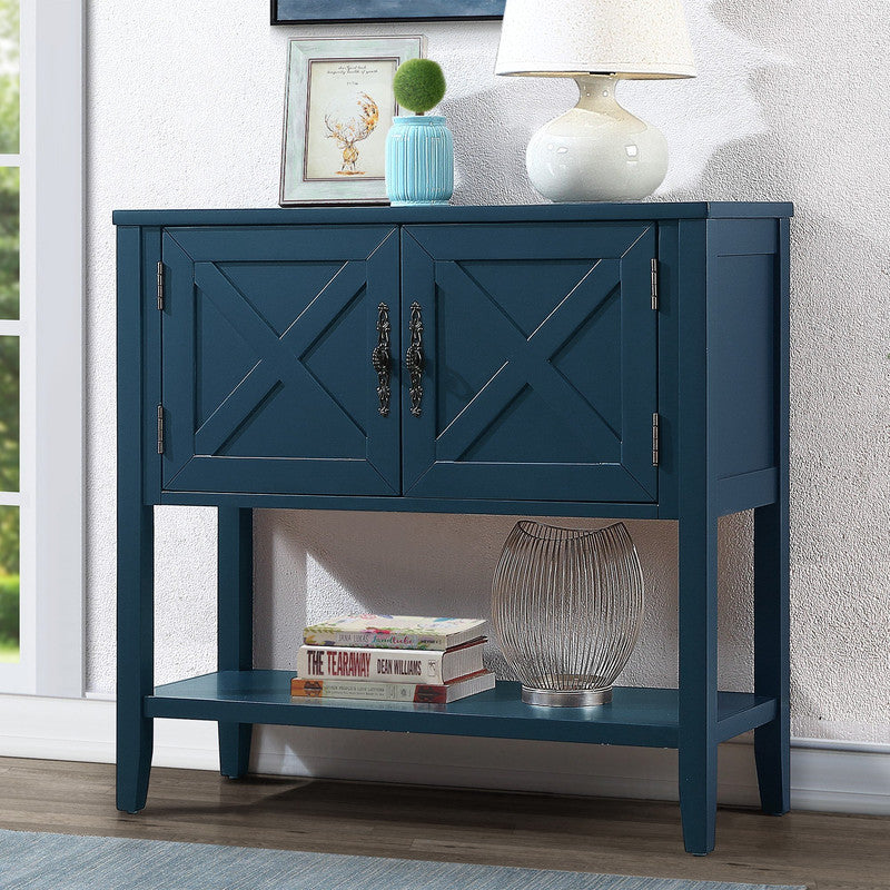 Farmhouse Wood Buffet Sideboard Console Table Navy Blue