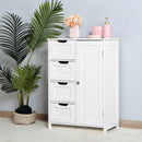 White Bathroom Storage Cabinet Floor Cabinet With Adjustable Shelf And Drawers