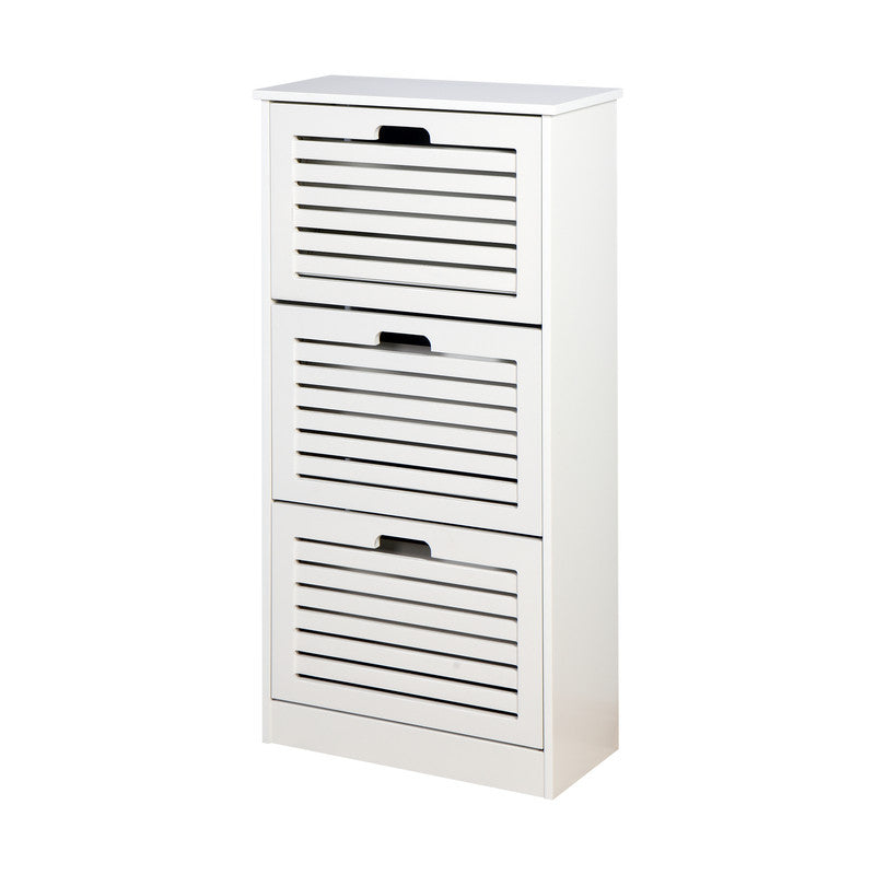 Wooden Shoe Cabinet for Entryway White Shoe Storage Cabinet with 3 Flip Doors