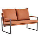Modern Two-Seater Sofa Chair with 2 Pillows - PU Leather and High-Density Foam