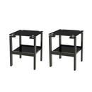2-Pcs Black Glass Clear Side End Table Modern Night Stand Sofa table