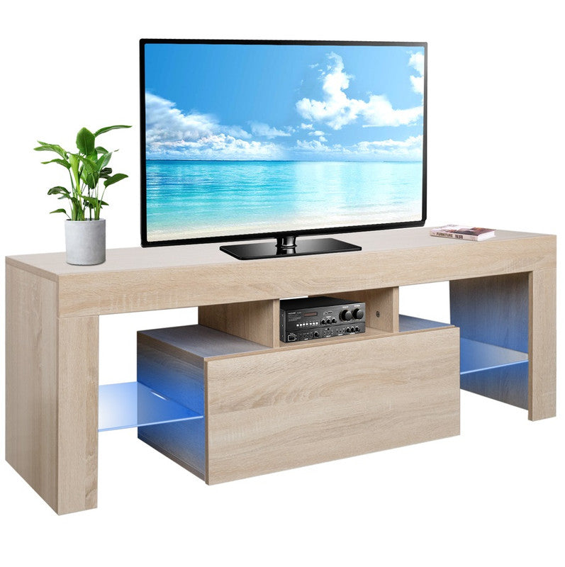 Modern TV Cabinet Media Console Table with LED Lights and Storage Cabinet