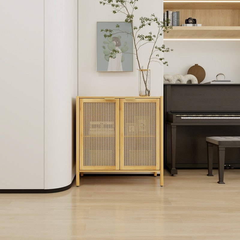 Bamboo 2 Door Cabinet Buffet Sideboard Storage Cabinet for Kitchen Hallway