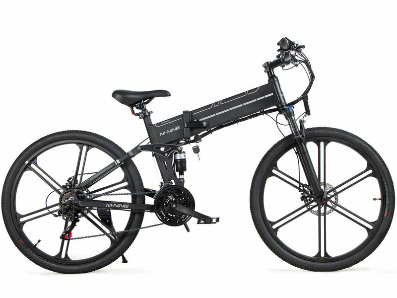 Off-Road Electric Bike with One-piece Wheel Adults E-Bike - Black