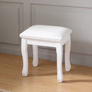 White Vanity Stool Padded Makeup Chair Bench with Solid Wood Legs