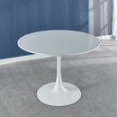 White Tulip Table Mid-century Dining Table for 4-6 People Pedestal Dining Table