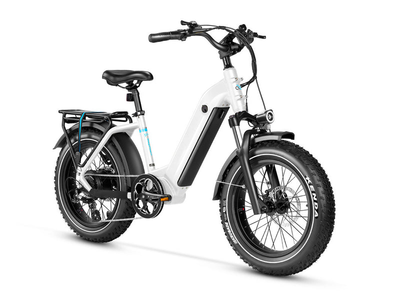 Long Range Step Thru Fat Tire Electric Bike White