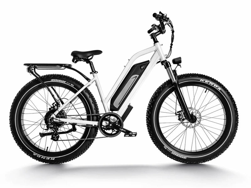 All Terrain Step Thru Electric Bike Cruiser White 750W 48V 17.5Ah