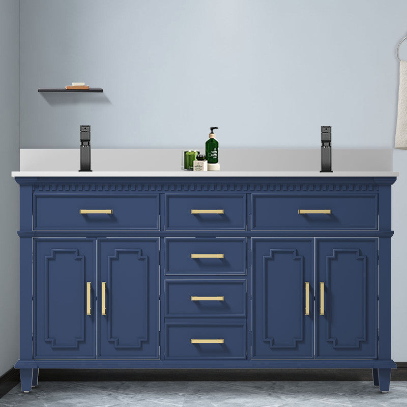 Home Decorators Collection Bath Vanity in Grayish Blue with White Cultured Marble Top