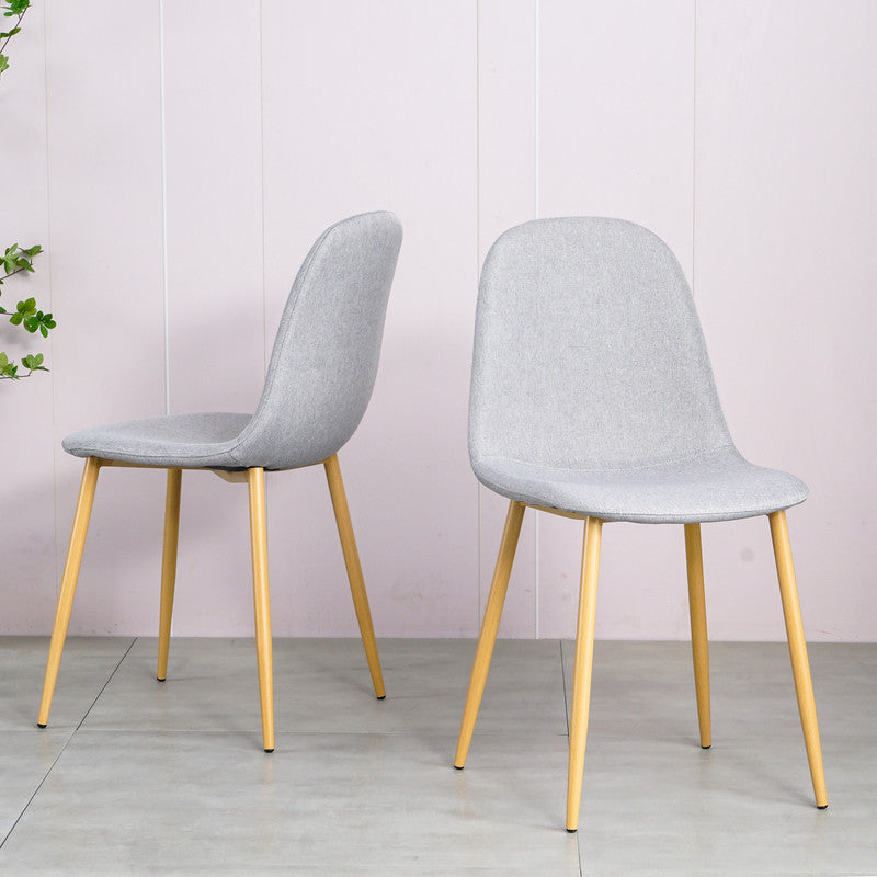 Light Grey Modern Fabric Chairs with Wood-transfer Metal Leg set of 4