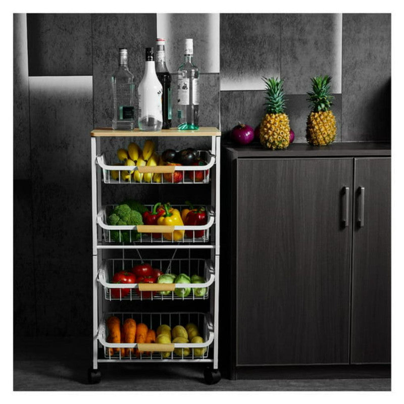 Metal Kitchen Cart 5 Tier Rolling Cart with Storage Baskets