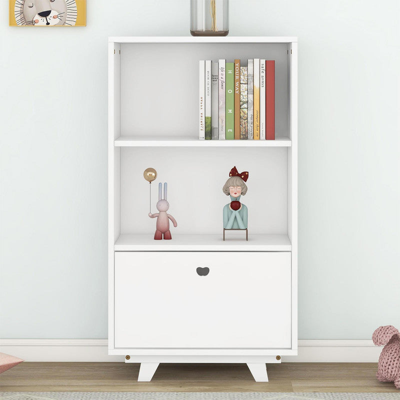 Wooden Storage Bookcase with Drawer and 2 Open Shelves Storage Cabinet Organizer White