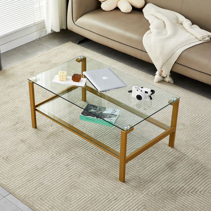 Modern Clear Glass Clear Coffee Table for Home and Office