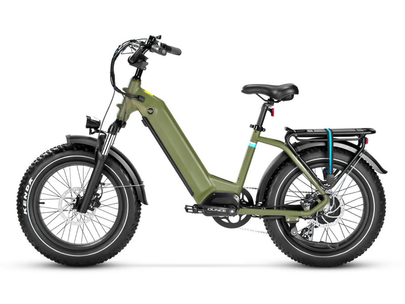 Long Range Step Thru Fat Tire Electric Bike Army Green