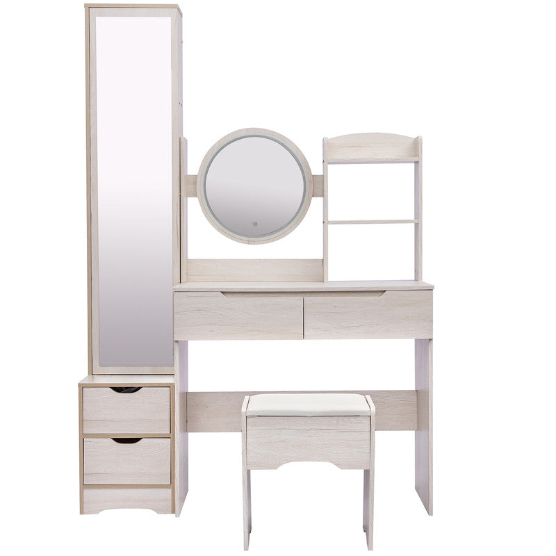 Stylish Vanity Table Vanity Stool Dressing Mirror Cabinet with Touch Control LED Vanity Morrir