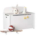 Kids Wooden Toy Box Bench With Safety Hinged Lid  30 Inch White