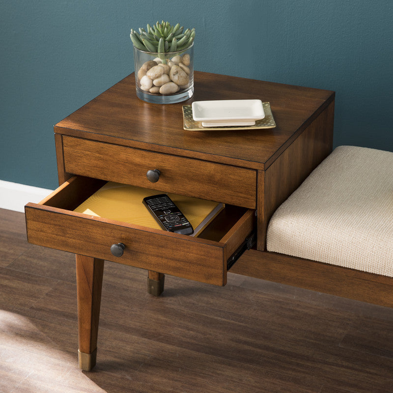 Midcentury Modern Upholstered Storage Bench for Family