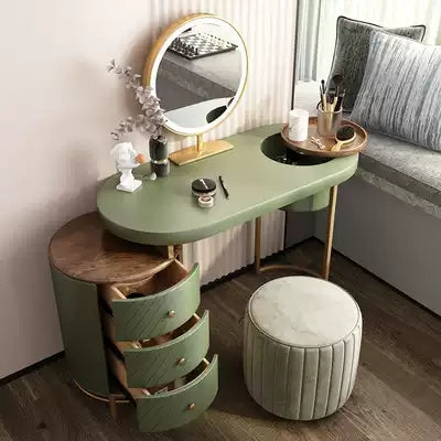 Modern Makeup Vanity Table With LED Lighted Mirror Dressing Table