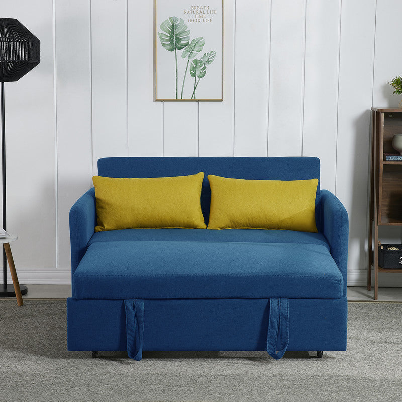 Twins Sofa Bed Blue Fabric Daybed Sofa Bed for Home and Office