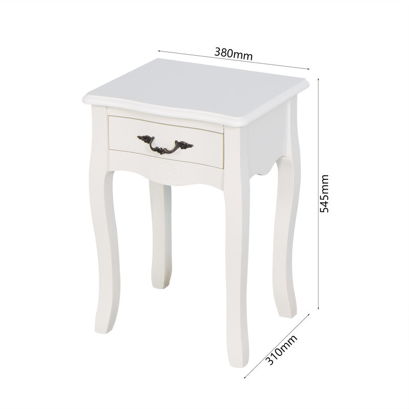 White Living Room Floor-Standing Storage Table with a Drawer