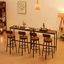 Swivel Bar Stool Set Of 2 With Backrest Industrial Style Metal Frame