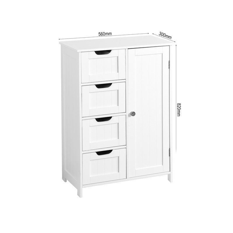 White Bathroom Storage Cabinet Floor Cabinet With Adjustable Shelf And Drawers