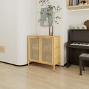 Bamboo 2 Door Cabinet Buffet Sideboard Storage Cabinet for Kitchen Hallway