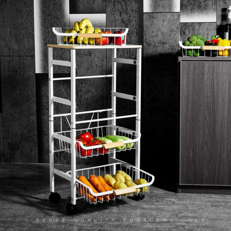 Metal Kitchen Cart 5 Tier Rolling Cart with Storage Baskets