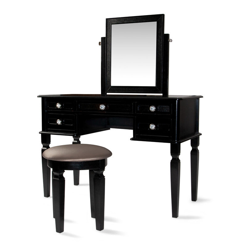 Modern Vanity Set With Stool for Dressing Black