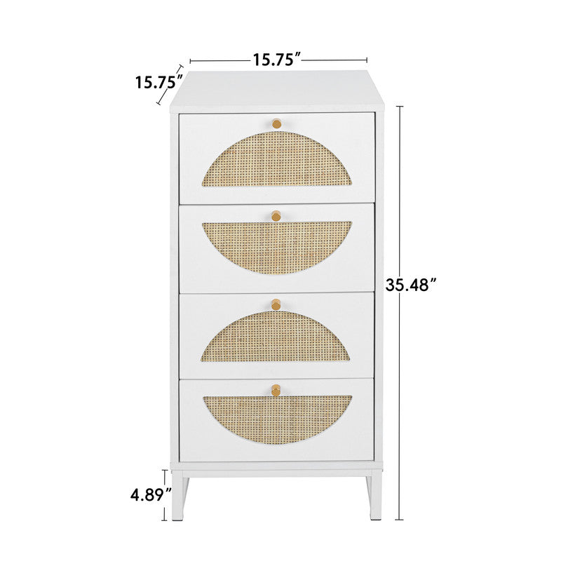 Natural Rattan 4 Drawer Cabinet Suitable For Living Room Bedroom