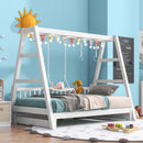 Extendable Twin Daybed with Swing and Ring Handles Pulled out to be King