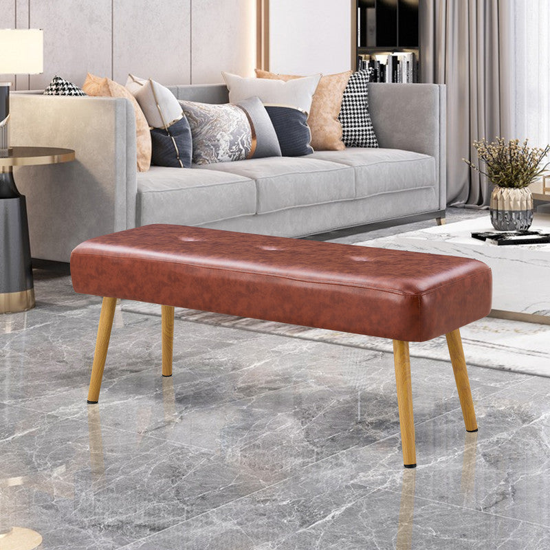 PU Upholstered Bench Shoe Changing Bench With Metal Legs