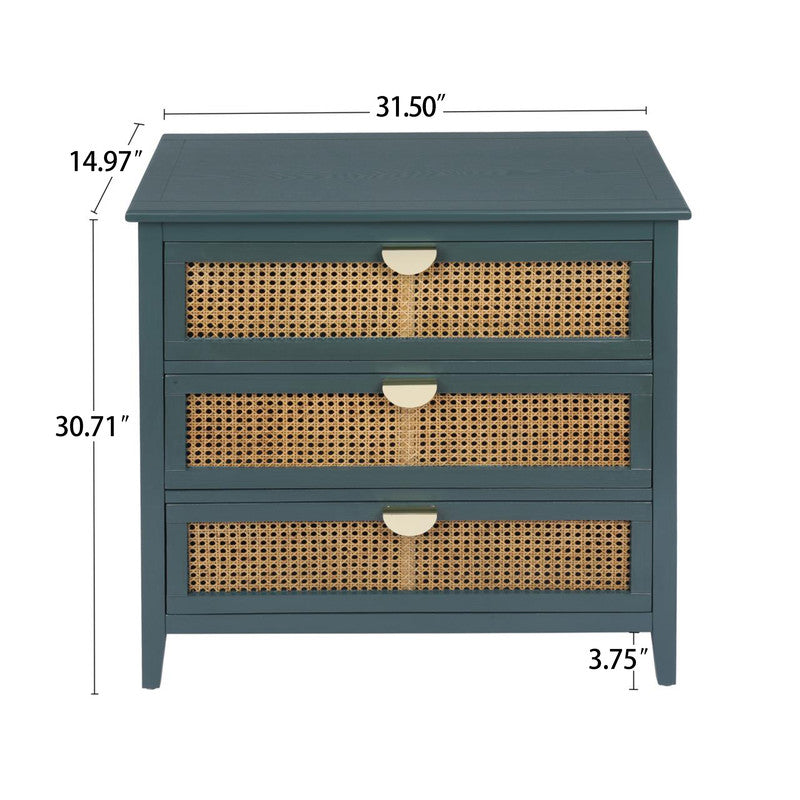 Natural Rattan 3 Drawer Cabinet Suitable For Bedroom Living Room