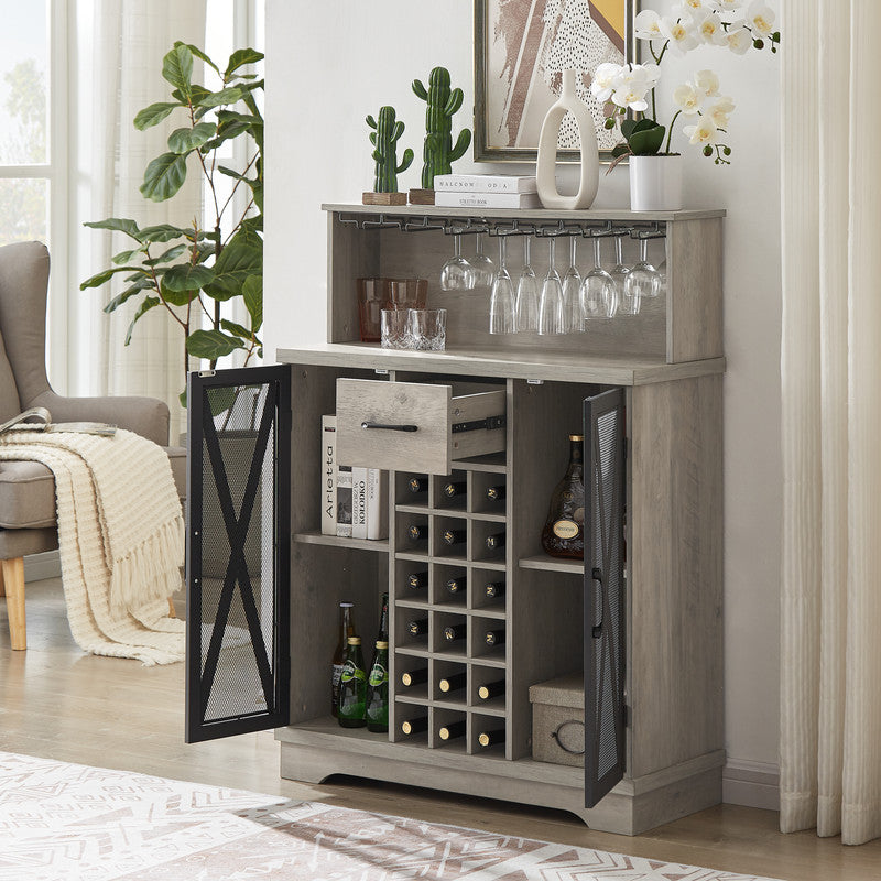 Wine Bar Cabinet with Storage Cabinet for Liquor and Glasses