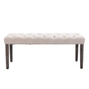 Upholstered Tufted Bench Ottoman Velvet Dining Bench Bedroom Bench Beige