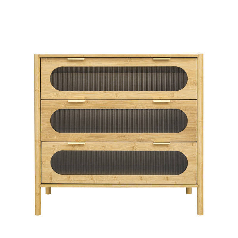 Bamboo 3 Drawer Cabinet Buffet Sideboard Storage Cabinet