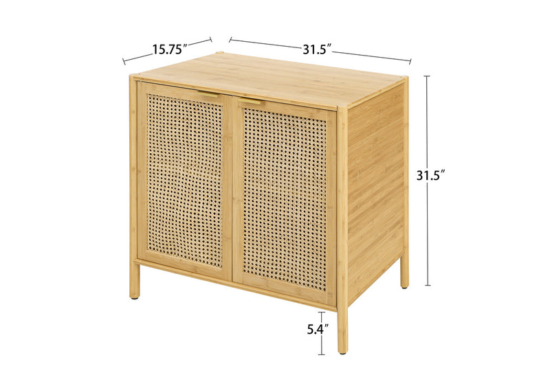 Bamboo 2 Door Cabinet Buffet Sideboard Storage Cabinet for Kitchen Hallway