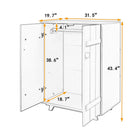 Wooden Wardrobe Cabinet with Hanging Rod Storage Armoires with Doors White